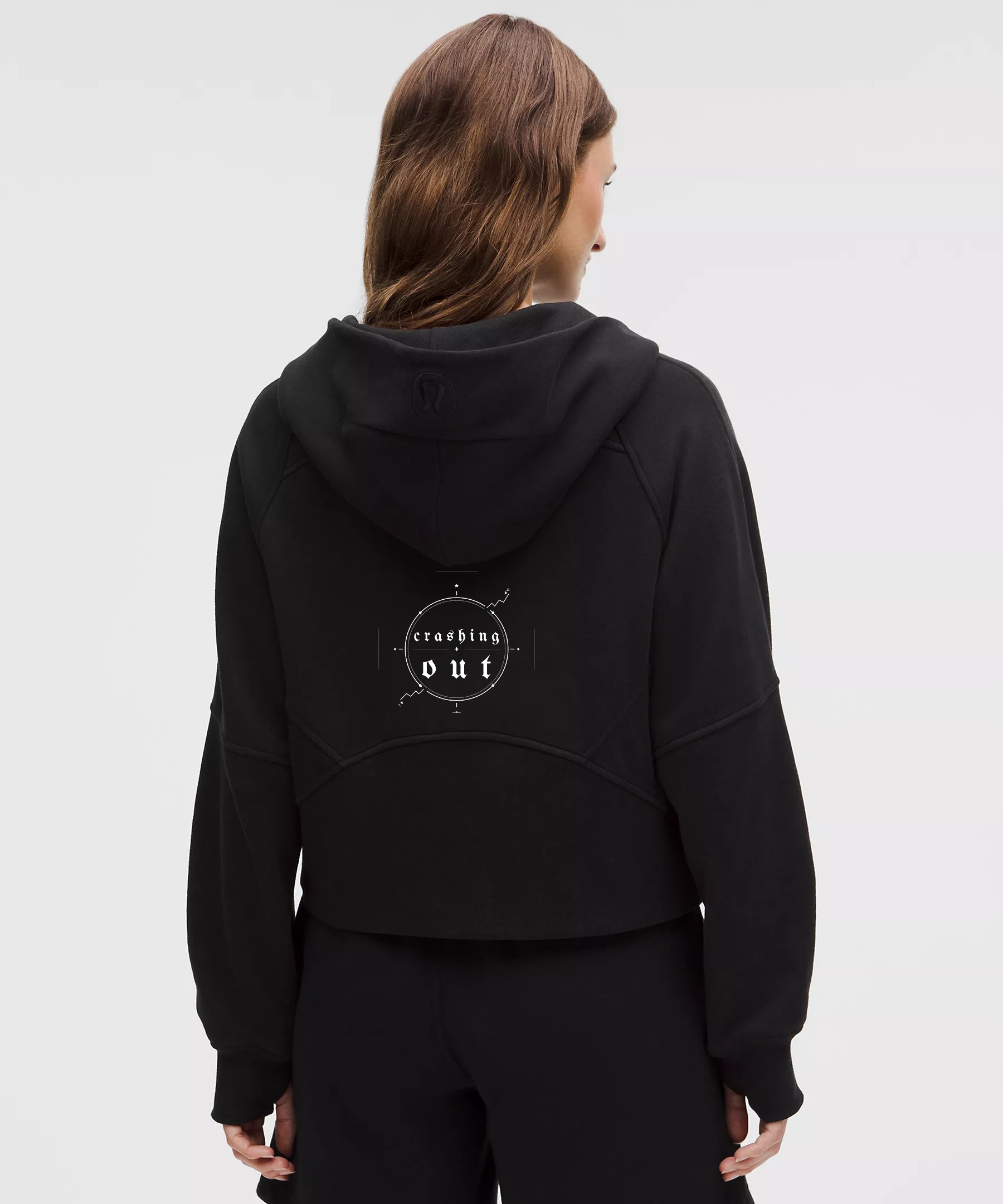 Crashing Out — White hoodie with crashing out emblem